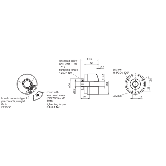Codeur inc. Ø58mm Axe trav. 14mm 01024i/t 8-30Vdc HTL/Totem pôle IP65-Lire la description