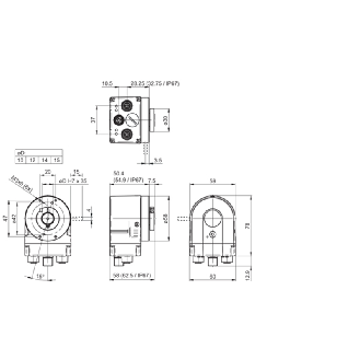 Codeur abs. Ø58mm Ethernet/IP multitours Axe creux 12mm IP65-Lire la description