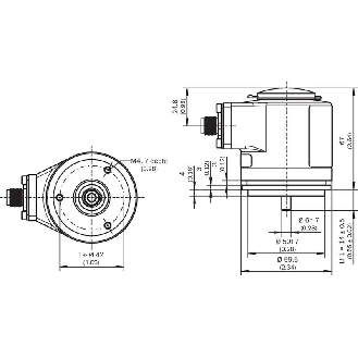 Codeur abs. multitours Axe plein 06mm 19-33V 10485x64 4-20mA M12 5P-Lire la description