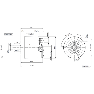 Codeur abs. monotour Ø60mm Axe plein 10mm PROFINET 262.144 (18 bit)-Lire la description
