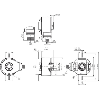 Codeur inc. Ø60mm Axe trav. 12mm 02500i/t 10-27V HTL/Push pull-Lire la description