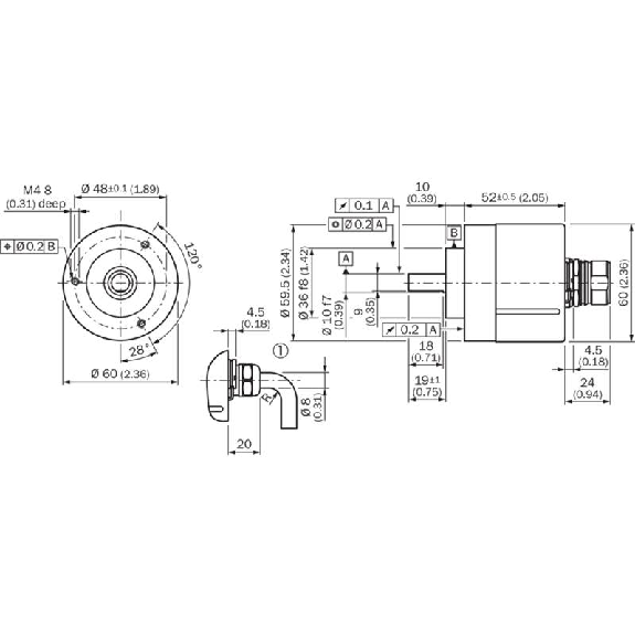 Codeur abs. monotour Ø60mm Axe plein 10mm Parallèle 1000i/t C1,5m-Lire la description