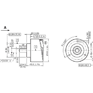 Codeur inc. Ø60mm Axe plein 10mm 00100i/t 10-32V HTL/PushPull C1,5m-Lire la description