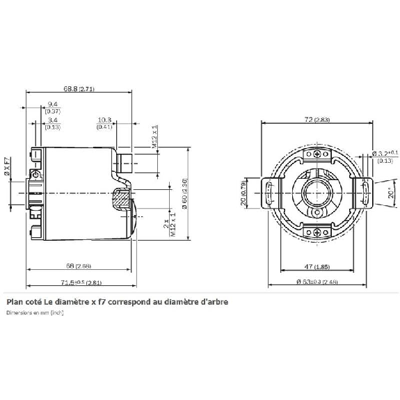Codeur abs. multitours Ø60mm Axe creux 10mm Ethernet/IP 262144x4096-Lire la description