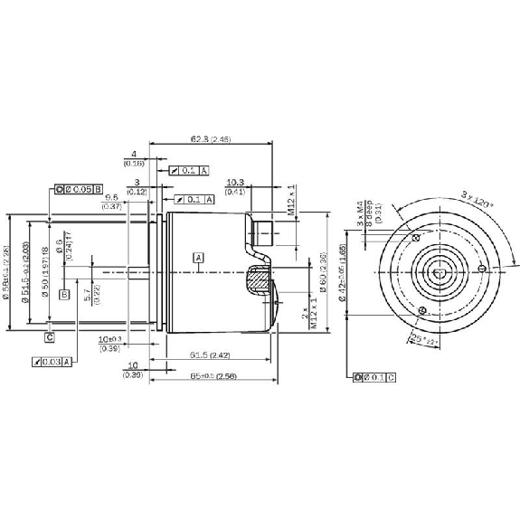 Codeur abs. multitours Ø60mm Axe plein 06mm PROFINET 262144x4096-Lire la description