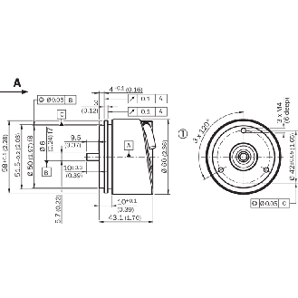 Codeur inc. Ø60mm Axe plein 6mm 08192i/t 4,5-5,5V TTL/RS422 C1,5m-Lire la description