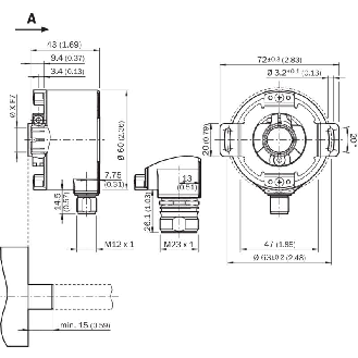 Codeur inc. Ø60mm Axe trav. 5/8 10000i/t PROG 5-32V TTL/HTL M23 12P"-Lire la description