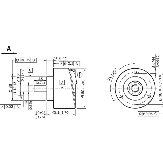 Codeur inc. Ø60mm Axe plein 10mm 01024i/t 4,5-5,5V TTL/RS422 C1,5m-Lire la description
