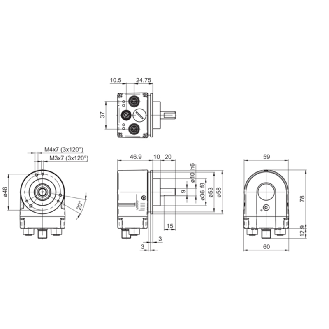 Codeur abs. Ø58mm multitours PROFINET IO Axe plein 10mm 10-30Vdc IP65-Lire la description