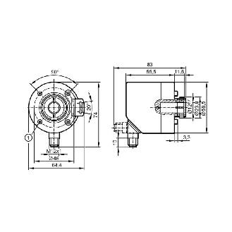 Codeur incrémental, Axe creux 12mm, 10000 impulsions/tour Programmable, 4,75-30Vdc, HTL/TTL, IO-Link, Connecteur M12 5 pôles-Lire la description