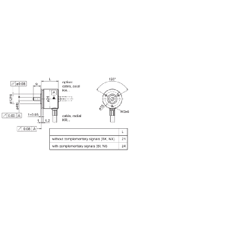 Codeur inc. Ø24mm Axe plein 4mm IP54 500i/t 5Vdc TTL/RS422 Câble 1m-Lire la description
