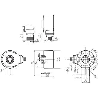 Codeur inc. Ø60mm Axe trav. 12mm 1024i/t 4,5-30Vdc TTL/HTL / M12 8P-Lire la description