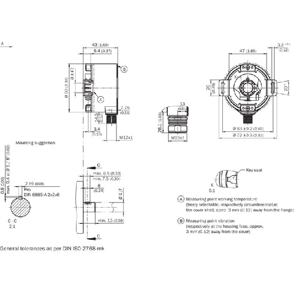 Codeur inc. de sécurité Axe trav. 12mm 1024i/t 5-32Vdc SinCos Codeur inc. de sécurité Axe trav. 12mm 1024i/t 5-32Vdc SinCos-Lire la description