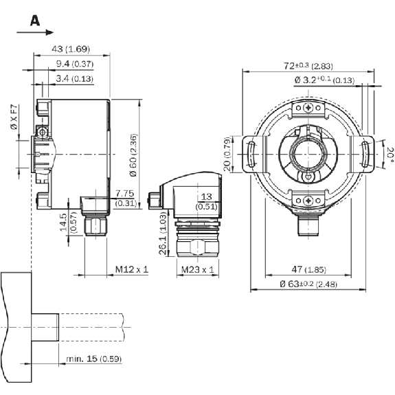 Codeur inc. Ø60mm Axe trav. 10mm 500i/t 10-32V HTL/Push pull M23 12P Codeur inc. Ø60mm Axe trav. 10mm 500i/t 10-32V HTL/Push pull M23 12P-Lire la description