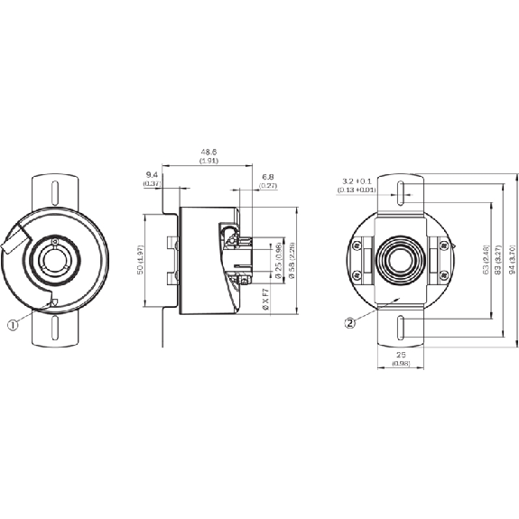 Codeur inc. Ø60mm Axe trav. 5/8 2048i/t 10-27V HTL/Push pull c1.5m"-Lire la description