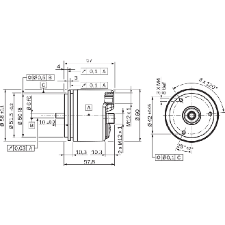 Codeur abs. multitours Ø60mm Axe plein 06mm PROFIBUS 16.384 x 131.072-Lire la description