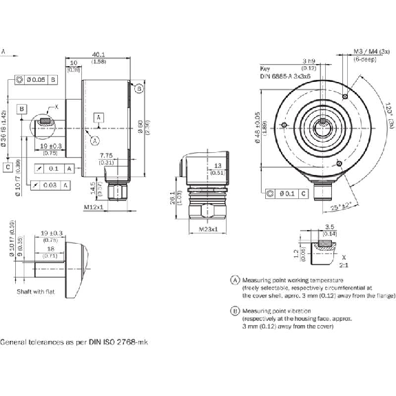 Codeur inc. de sécurité Axe plein 10mm 1024i/t 5-32V SinCos-Lire la description