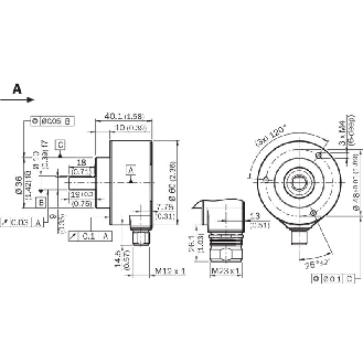 Codeur inc. Ø60mm Axe plein 10mm 05000i/t 4,5-5,5V TTL/RS422 M23 12P-Lire la description