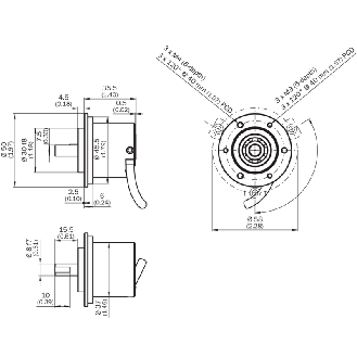 Codeur inc. Ø50mm Axe plein 8mm 00200i/t 7-30V HTL/Pushpull c5m-Lire la description