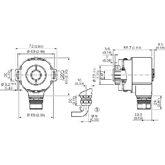 Codeur abs. monotour Ø60mm Axe creux 15mm SSI 00720i/t 10-32V M23 12P-Lire la description