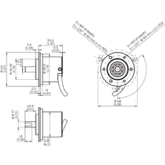 Codeur inc. Ø50mm Axe plein 8mm 01024i/t 5Vdc TTL/RS422 C1.5m-Lire la description