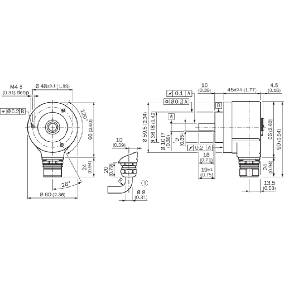 Codeur abs. monotour Axe plein 10mm 01000i/t 10-32Vdc SSI, M23 12P-Lire la description