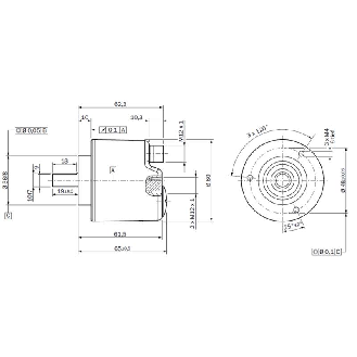 Codeur abs. multitours Ø60mm Axe plein 10mm PROFINET 262144x4096-Lire la description