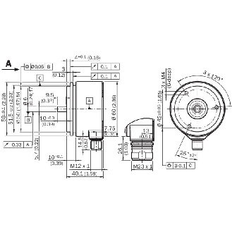 Codeur inc. Ø60mm Axe plein 6mm 00512i/t 10-32V HTL/PushPull M23 12P-Lire la description
