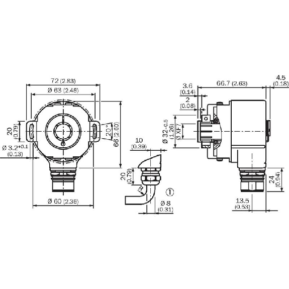 Codeur abs. monotour Ø60mm Axe creux 15mm SSI 04096i/t 10-32V M23 12P-Lire la description