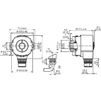 Codeur abs. monotour Ø60mm Axe creux 15mm SSI 04096i/t 10-32V M23 12P-Lire la description