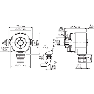 Codeur abs. monotour Ø60mm Axe creux 15mm Parallèle 0360i/t M23 21P-Lire la description