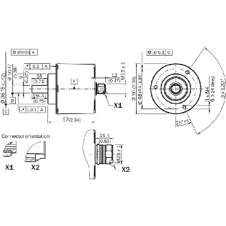 Codeur inc. Ø60mm Axe creux 15mm 02500i/t 10-32V HTL/PushPull C1,5m-Lire la description