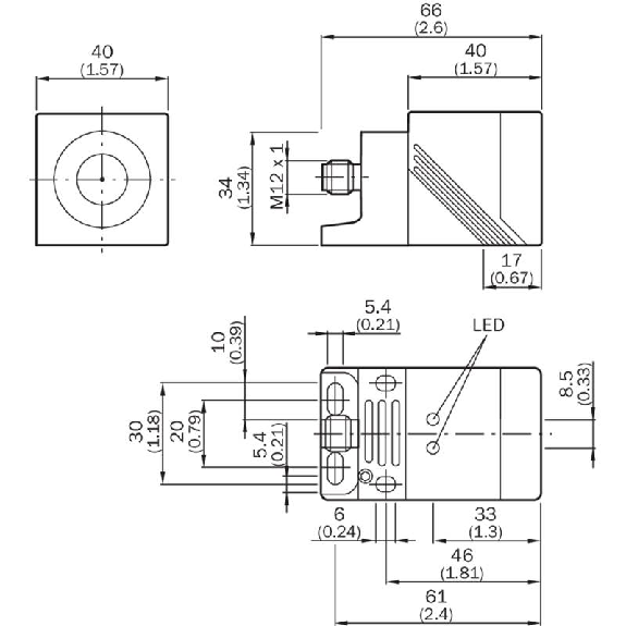 DPI de séc. Rect. OSSD (x2) P1-4mm non noyé 40x40x66mm Plast / M12 4P DPI de séc. Rect. OSSD (x2) P1-4mm non noyé 40x40x66mm Plast / M12 4P-Lire la description