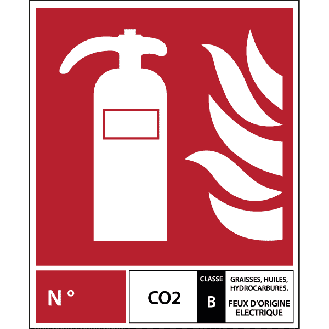 Panneau signalétique pour extincteur CO2  Classe B-Lire la description