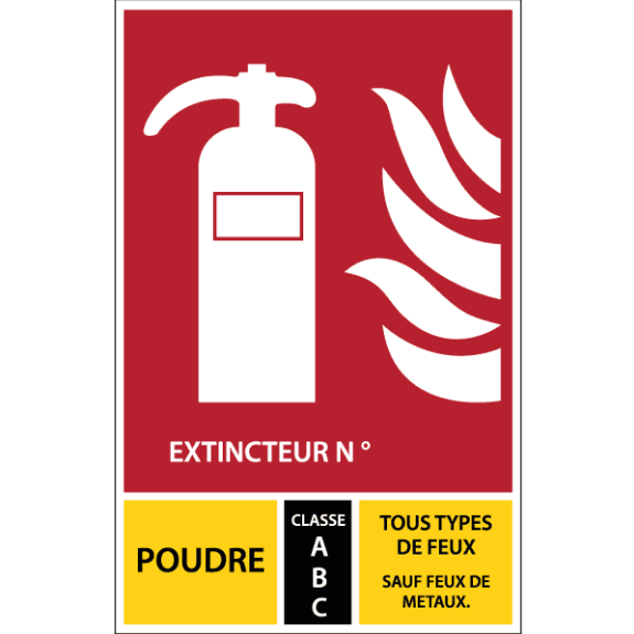 Panneau signalétique pour extincteur Poudre Classe ABC Panneau signalétique pour extincteur Poudre Classe ABC-Lire la description