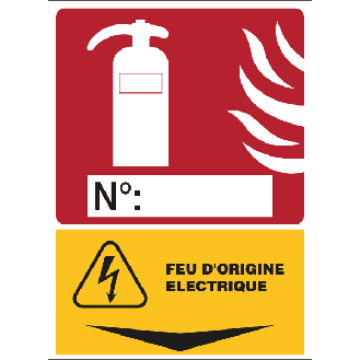 Panneau signalétique pour extincteur  Feu dOrigine Électrique-Lire la description