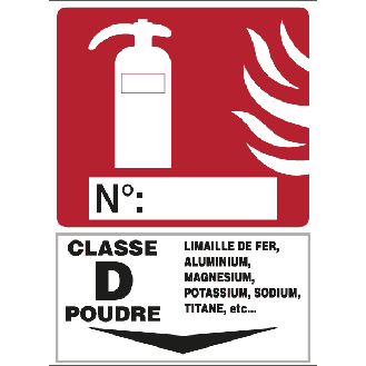 Panneau signalétique pour extincteur  Classe D-Lire la description
