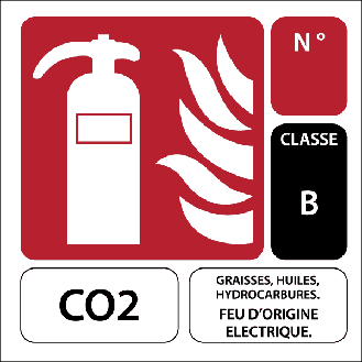 Panneau signalétique pour extincteur CO2  Classe B-Lire la description