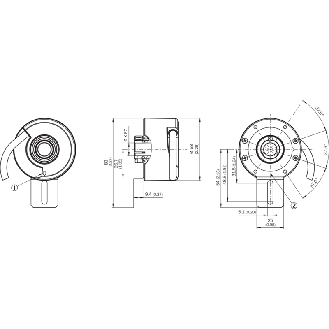 Codeur inc. Ø60mm Axe trav. 14mm 0100i/t 10-27V HTL/Push pull C1.5m-Lire la description