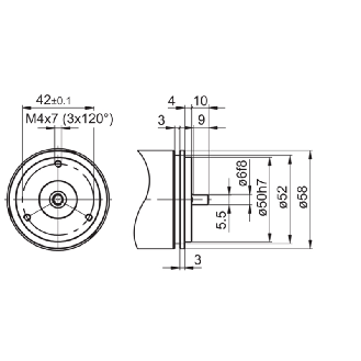 Codeur abs. RS485 multitours Ø58mm Axe 10mm 10-30Vdc IP65-Lire la description