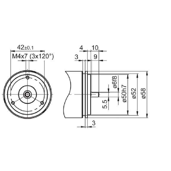 Codeur abs. RS485 multitours Ø58mm Axe 10mm 10-30Vdc IP65-Lire la description