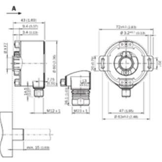Codeur inc. Ø60mm Axe trav. 10mm 10000i/t PROG 5-32V TTL/HTL M12 8P-Lire la description