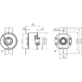 Codeur inc. Ø60mm Axe trav. 12mm 1024i/t 10-27Vdc HTL/Push pull-Lire la description