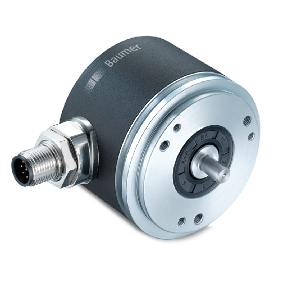 Cod. abs. multitours Ø58mm Axe plein 10mm 10-30V CANopen M12 5P-Lire la description