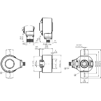 Codeur inc. Ø60mm Axe creux 14mm 1000i/t 4,5-5,5V TTL/RS422 M12 8P-Lire la description