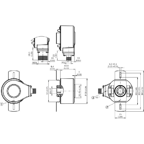 Codeur inc. Ø60mm Axe creux 14mm 1000i/t 4,5-5,5V TTL/RS422 M12 8P Codeur inc. Ø60mm Axe creux 14mm 1000i/t 4,5-5,5V TTL/RS422 M12 8P-Lire la description