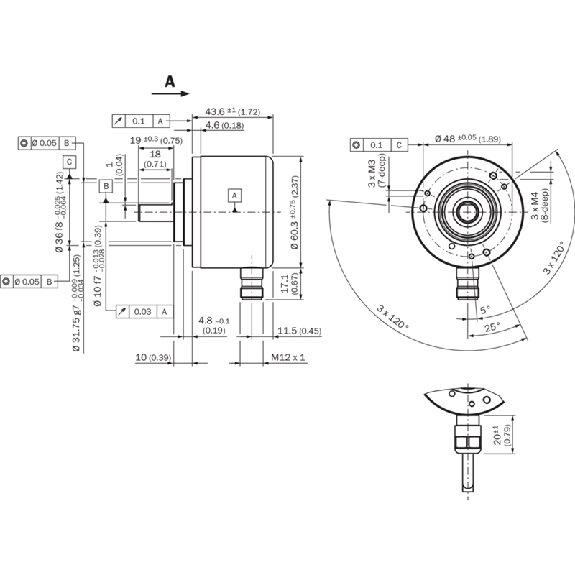 Codeur inc. Ø60mm Axe plein 10mm 653536i/t PROG 5-32V TTL/HTL C1,5m-Lire la description