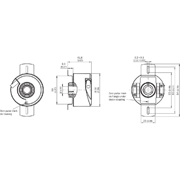 Codeur inc. Ø60mm Axe trav. 12mm 1024i/t 10-27V HTL/PushPull C3m-Lire la description