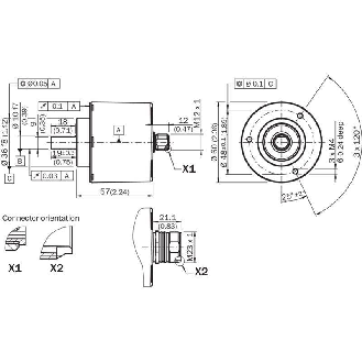 Codeur inc. Ø60mm Axe plein 10mm 01000i/t 10-32V HTL/PushPull M23 12P-Lire la description