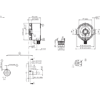 Codeur inc. de sécurité Axe trav. 14mm 1024i/t 5-32Vdc SinCos M23 12P-Lire la description
